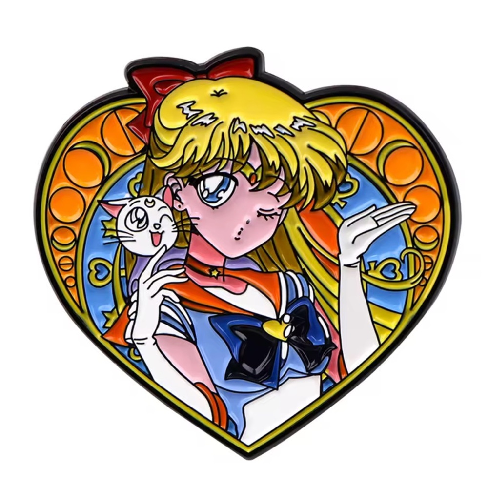 Sailor Moon Heart-Shaped Enamel Pin - Sailor Venus Enamel Metal Pin